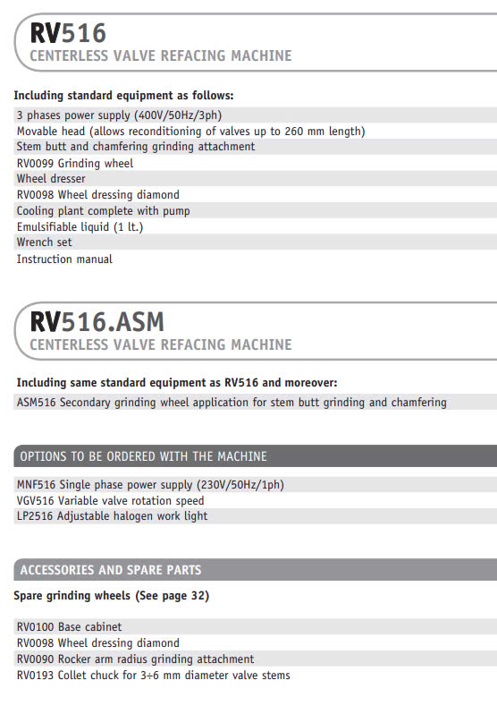 Thiết bị mài  xupap Comec RV516