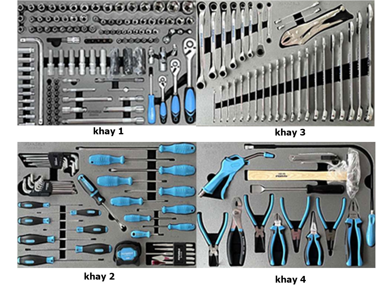 Bộ 4 khay cho tủ dụng cụ sửa chữa ô tô  211pcs chi tiết  VIMET TMT04211