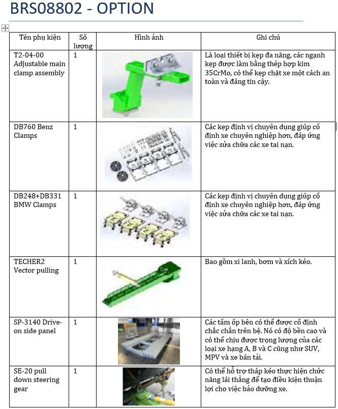 Thiết bị kéo nắn xe tai nạn và bộ phụ kiện tiêu chuẩn VIMET BRS08802