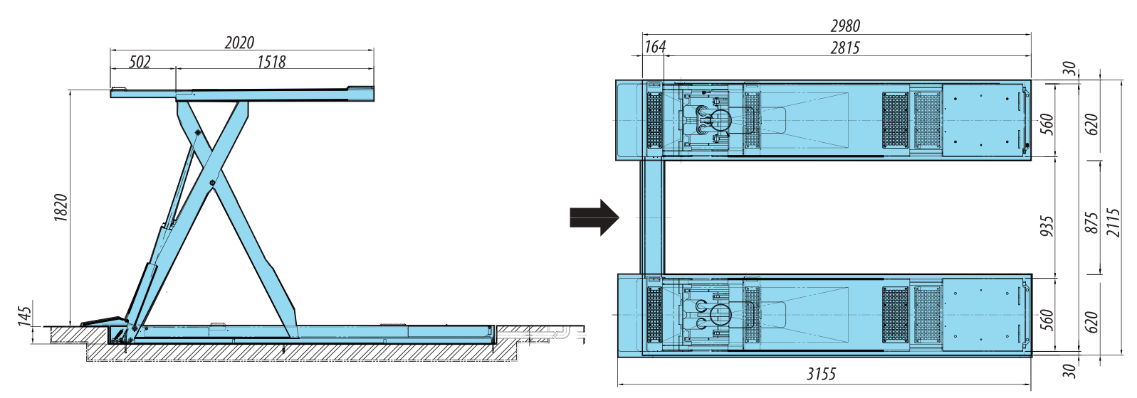 CẦU NÂNG CẮT KÉO LẮP ÂM HESHBON HL-32X / IN GROUND