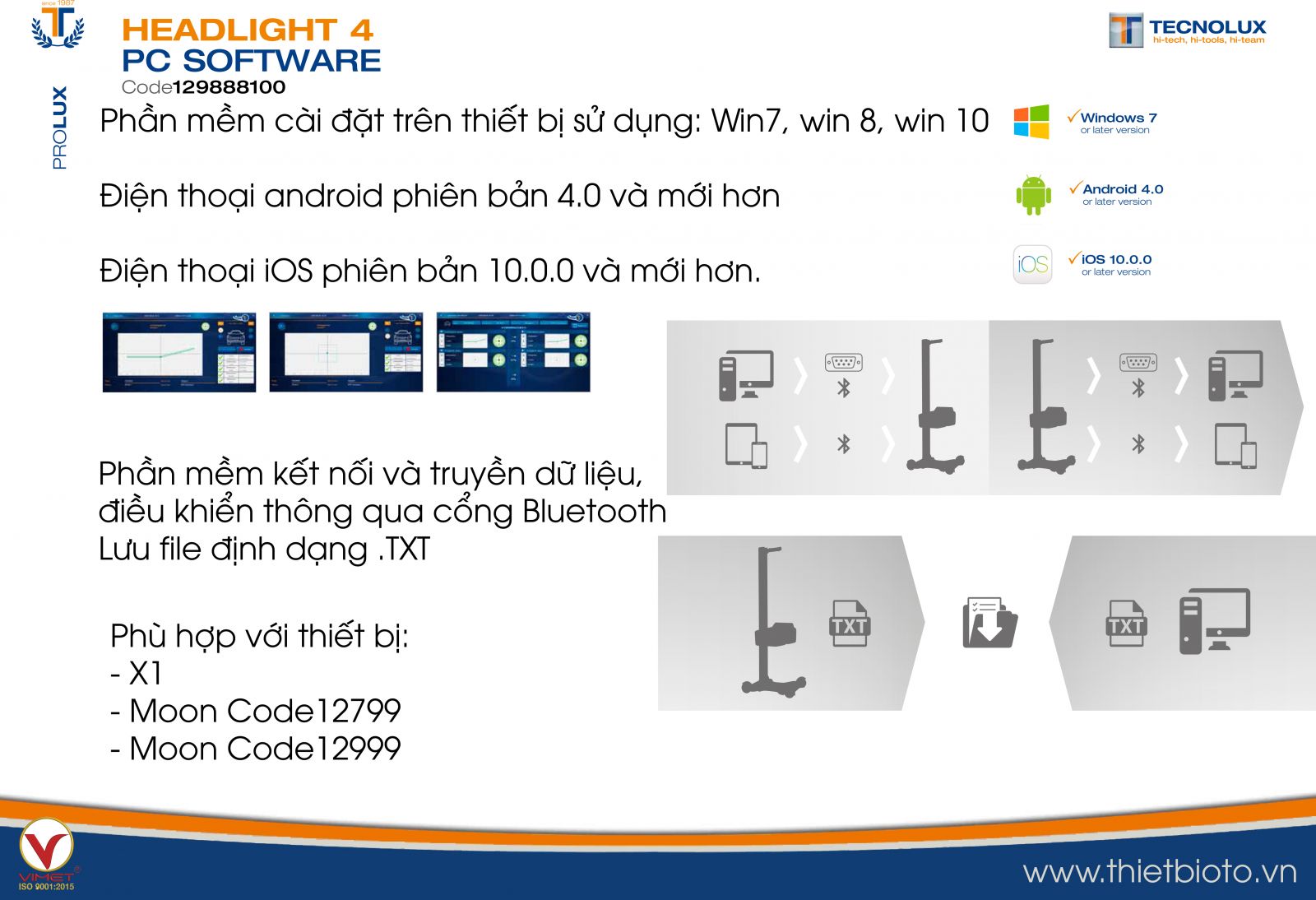 Phần mềm kết nối cài đặt máy tính Headlight 4