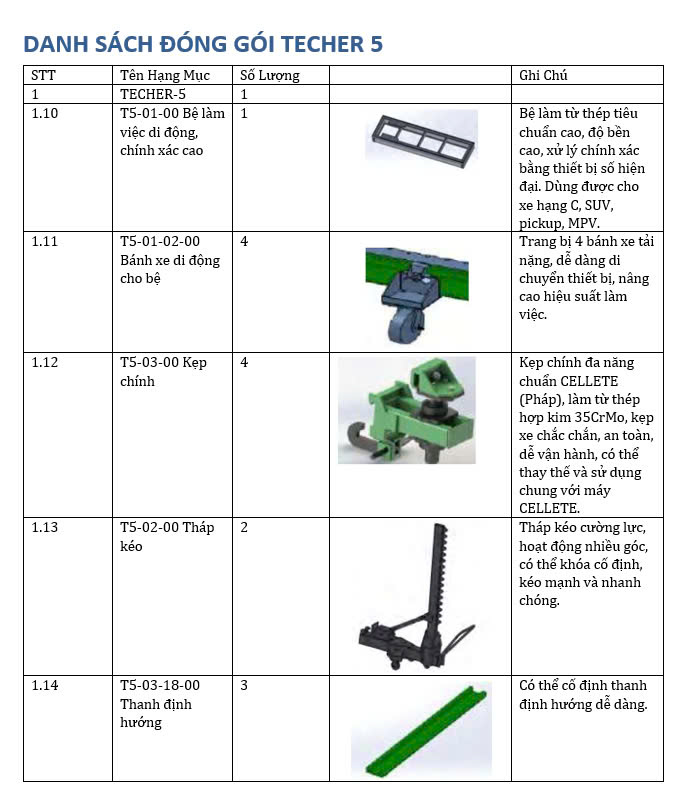 Thiết bị kéo nắn xe tai nạn và bộ phụ kiện tiêu chuẩn DOOCAR Techer 5
