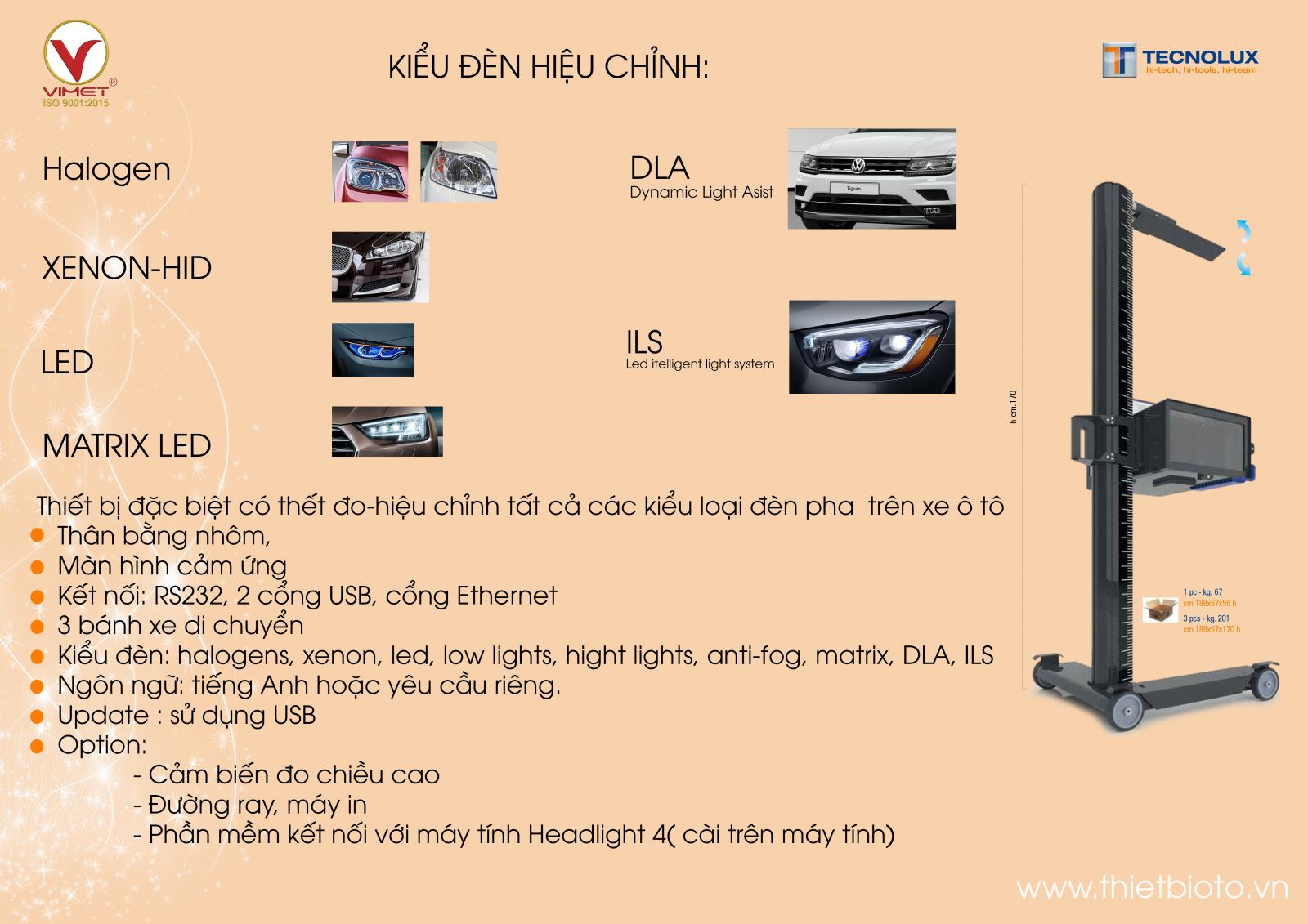 Thiết bị kiểm tra và hiệu chỉnh đèn pha