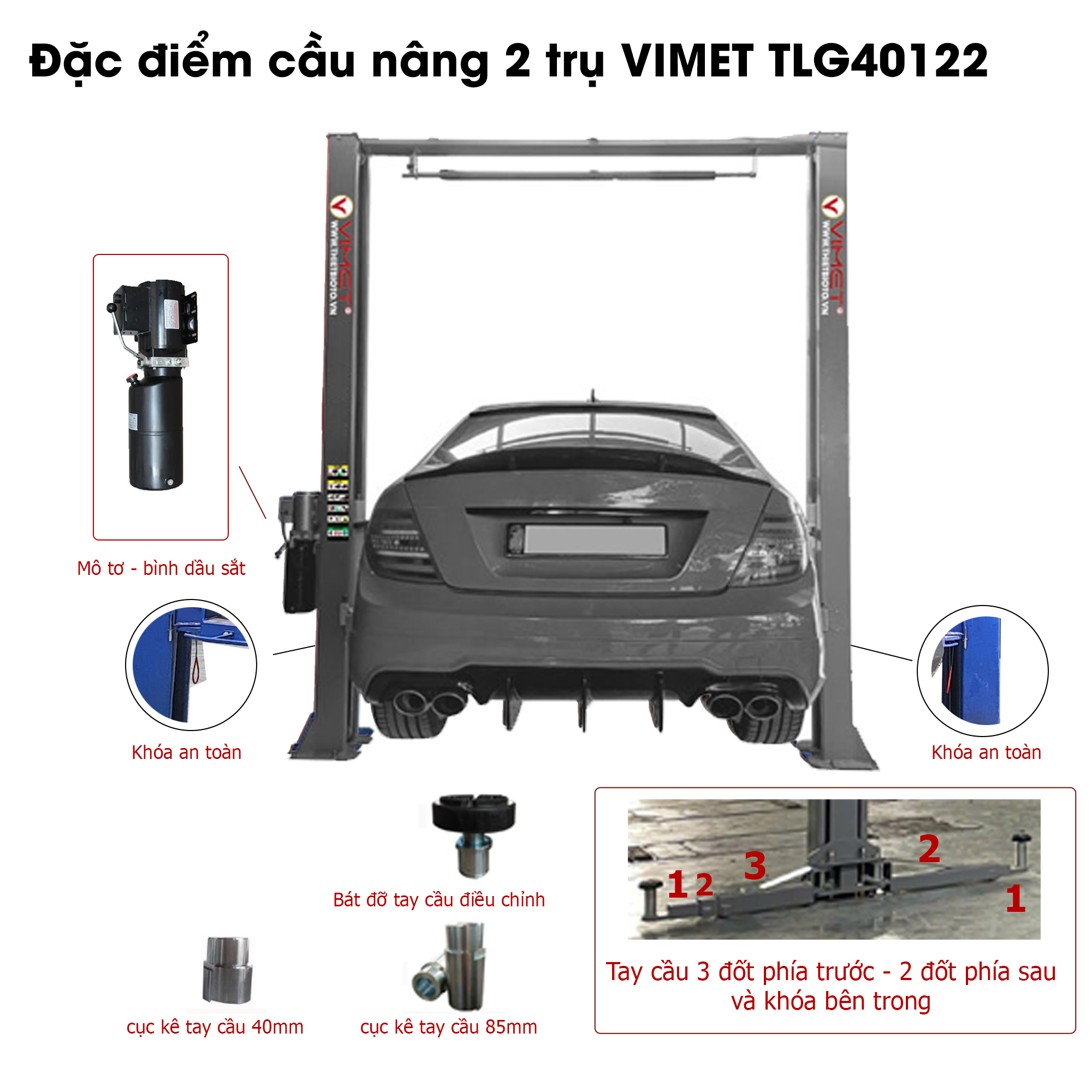 Cầu nâng 2 trụ cáp trên VIMET TLG40122