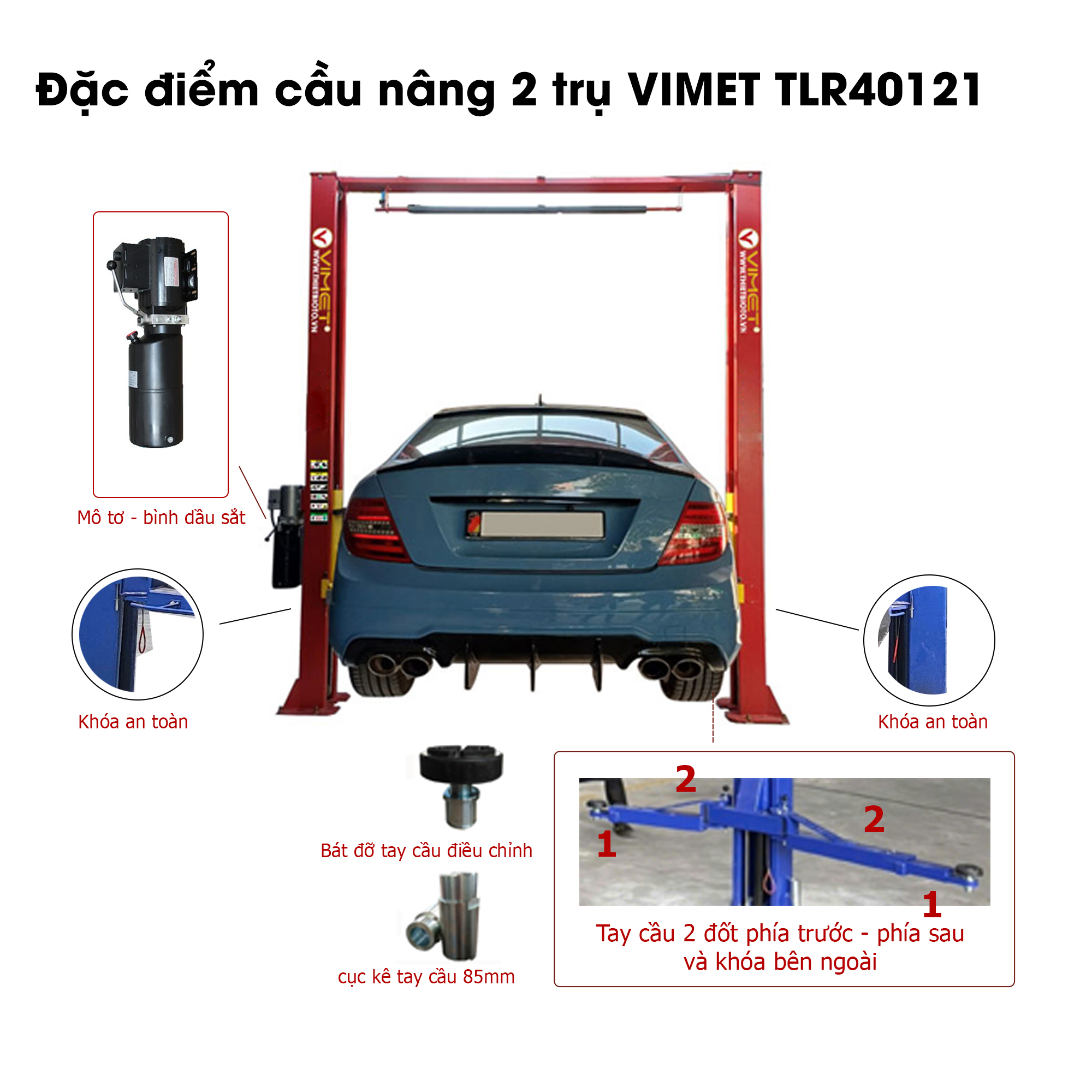 Cầu nâng 2 trụ cáp trên VIMET TLR40121