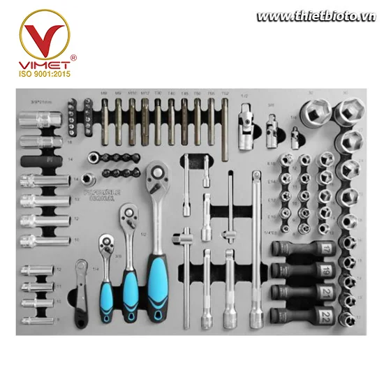 Khay dụng cụ đầu khẩu và tay lắc xiết 87 chi tiết 0320101