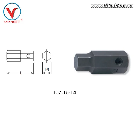 Đầu khẩu lục giác 14mm Koken 107.16-14