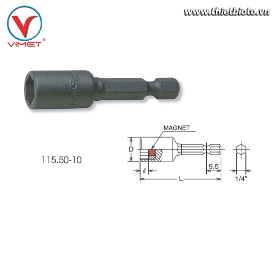 Đầu khẩu lục giác 10mm Koken 115.50-10