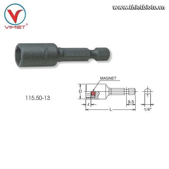 Đầu khẩu lục giác 13mm Koken 115.50-13