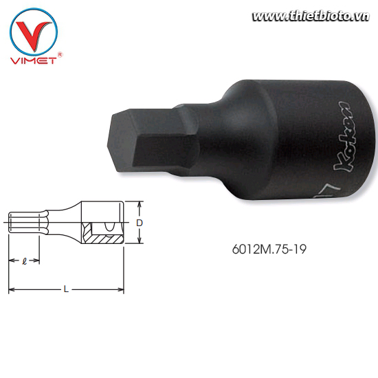 Đầu tuýp mũi vít 19mm Koken 6012M.75-19