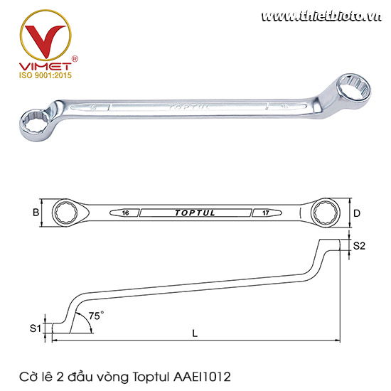 Cờ lê 2 đầu vòng Toptul AAEI1012