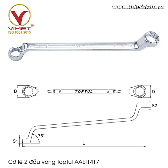 Cờ lê 2 đầu vòng Toptul AAEI1417