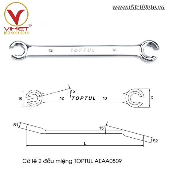 Cờ lê 2 đầu miệng TOPTUL AEAA0809