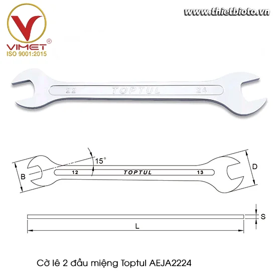Cờ lê 2 đầu miệng TOPTUL AEJA2224