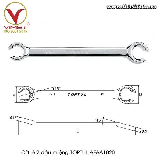 Cờ lê 2 đầu miệng TOPTUL AFAA1820