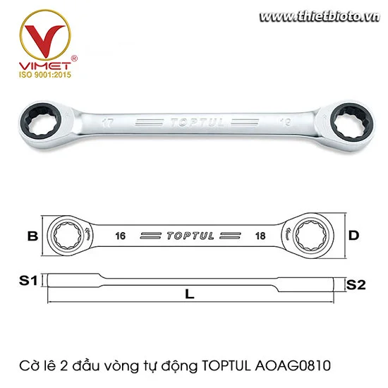 Cờ lê 2 đầu vòng tự động Toptul AOAG0810