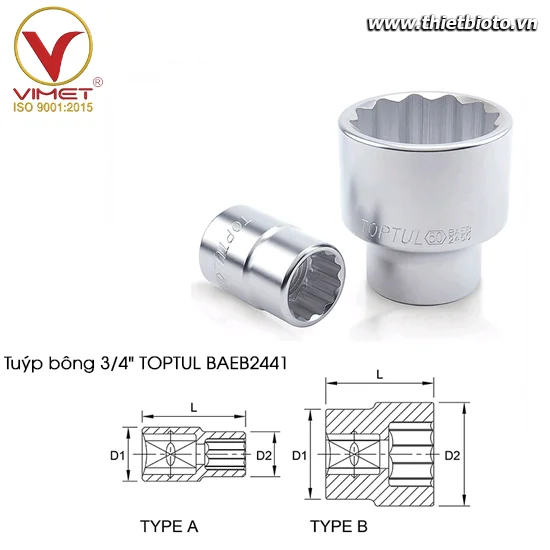 Tuýp bông 3/4" TOPTUL BAEB2441