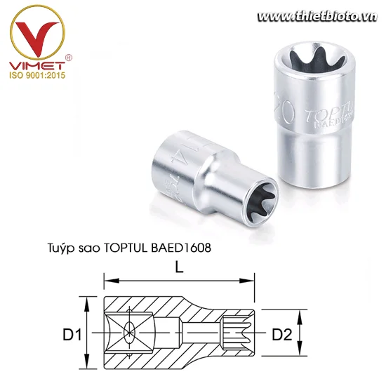 Tuýp sao 1/2" TOPTUL BAED1608