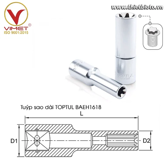 Tuýp sao dài 1/2" TOPTUL BAEH1618