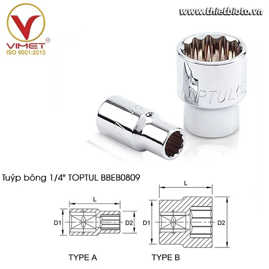 Tuýp bông 1/4" TOPTUL BBEB0809