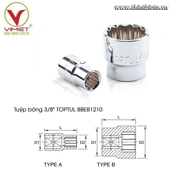 Tuýp bông 3/8" TOPTUL BBEB1210