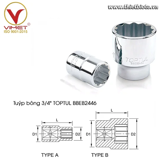 Tuýp bông 3/4" TOPTUL BBEB2446