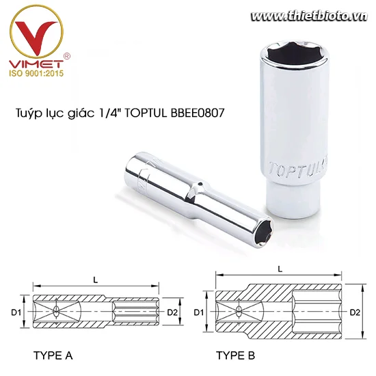 Tuýp lục giác dài 1/4" TOPTUL BBEE0807
