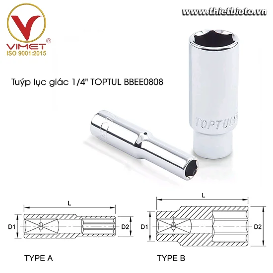 Tuýp lục giác dài 1/4" TOPTUL BBEE0808