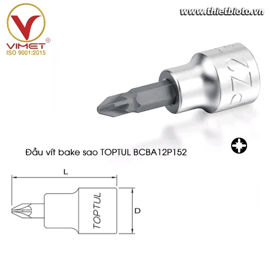 Đầu vít bake sao 3/8" TOPTUL BCBA12P152