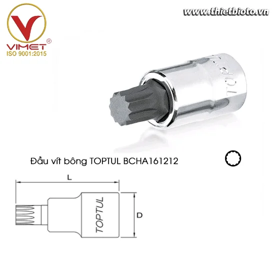 Đầu vít bông 1/2" TOPTUL BCHA161212