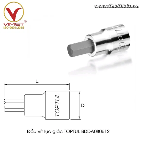 Đầu vít lục giác 1/4" TOPTUL BDDA080612