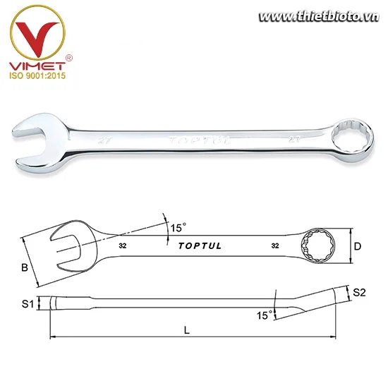 Cờ lê đầu vòng miệng 6mm Toptul AAAB0606