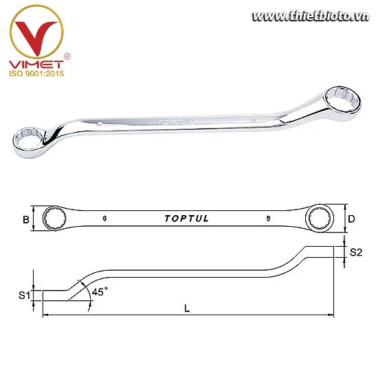 Cờ lê 2 đầu vòng 45 độ TOPTUL AAAH0607