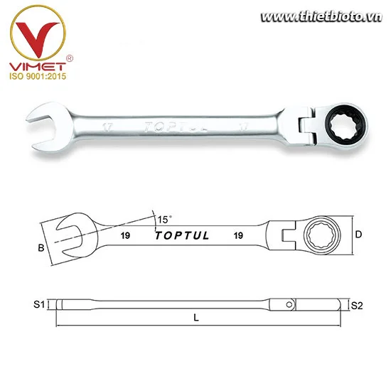 Cờ lê vòng miệng lắt léo TOPTUL AOAD1717