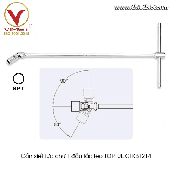 Cần xiết lực chữ T đầu tuýp lắc léo TOPTUL CTKB1214
