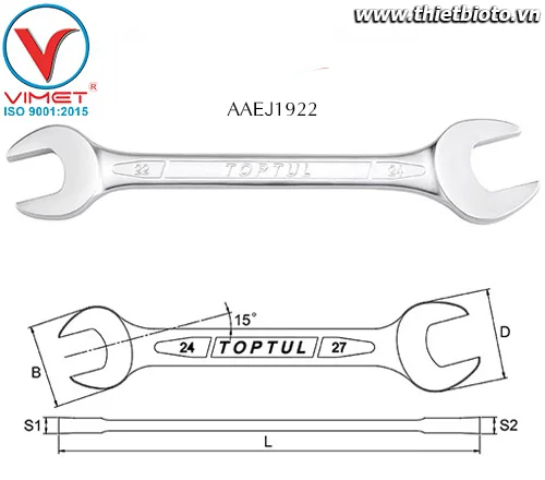 Cờ lê 2 đầu miệng Toptul AAEJ1922