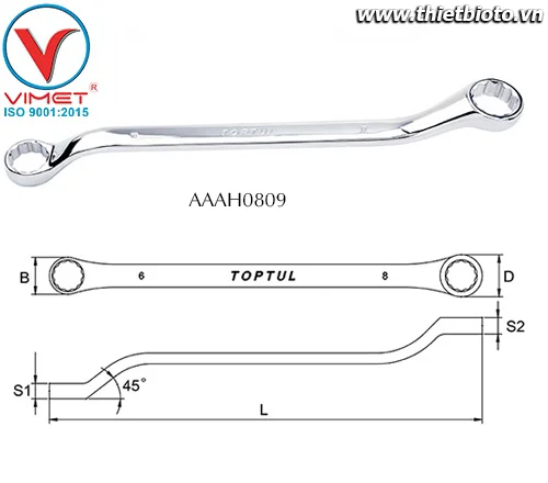 Cờ lê 2 đầu vòng Toptul AAAH0809
