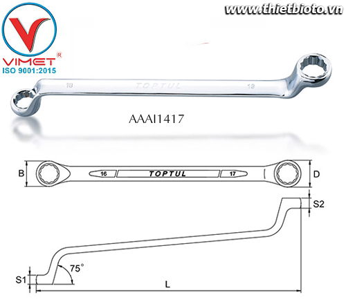 Cờ lê 2 đầu vòng Toptul AAAI1417