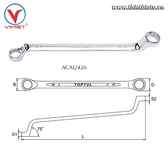 Cờ lê 2 đầu vòng Toptul ACAI2426