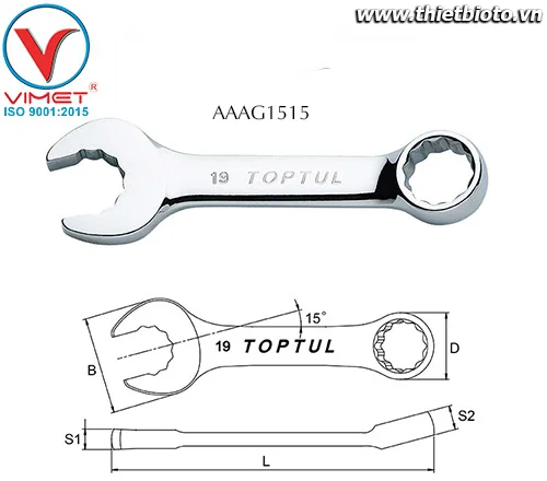 Cờ lê đầu vòng mở Toptul AAAG1515