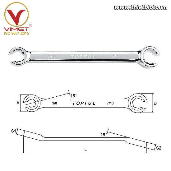 Cờ lê 2 đầu mở TOPTUL AFAA1214