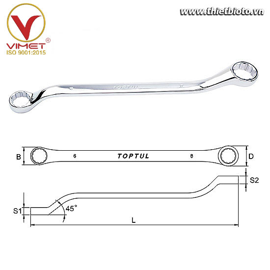 Cờ lê 2 đầu vòng 45 độ TOPTUL AAAH0607