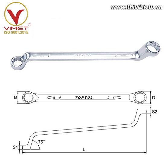 Cờ lê 2 đầu vòng TOPTUL ACEI3436