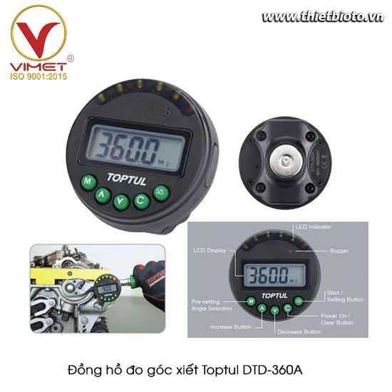 Đồng hồ đo góc xiết Toptul DTD-360A