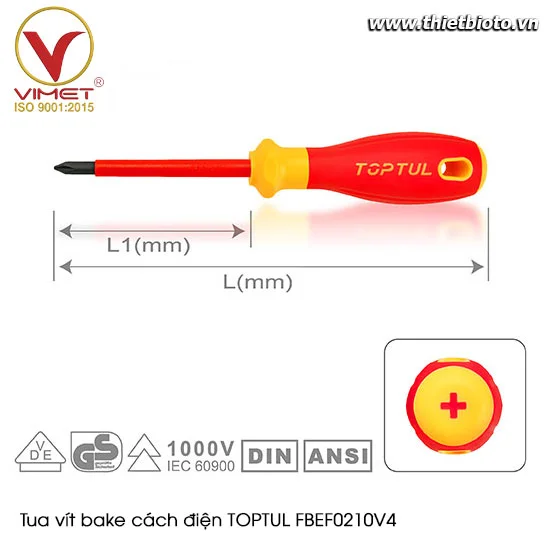 Tua vít bake cách điện TOPTUL FBEF0210V4