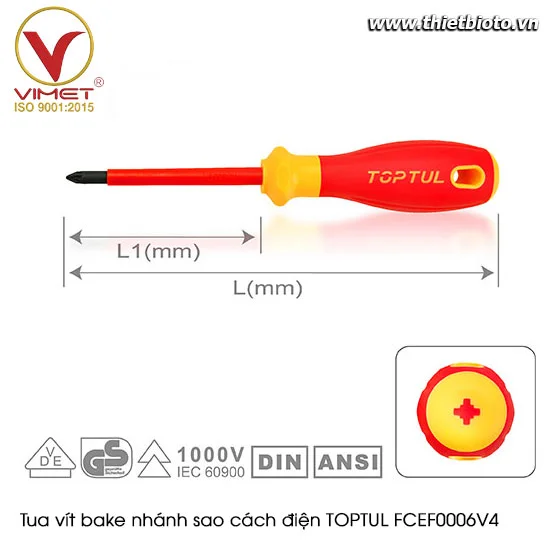 Tua vít bake nhánh sao cách điện TOPTUL FCEF0006V4