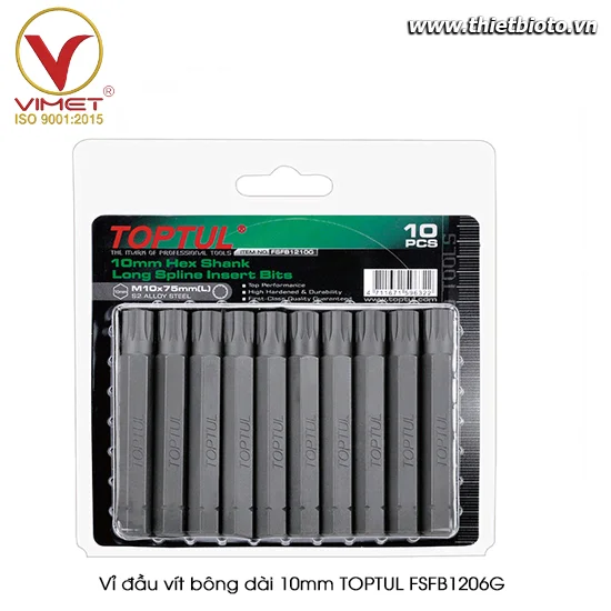 Vỉ đầu vít bông dài 10mm TOPTUL FSFB1206G