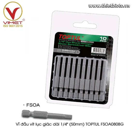 Vỉ đầu vít lục giác dài 1/4" (50mm) TOPTUL FSOA0808G