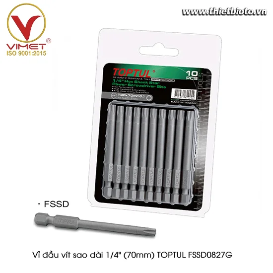 Vỉ đầu vít sao dài 1/4" (70mm) TOPTUL FSSD0827G