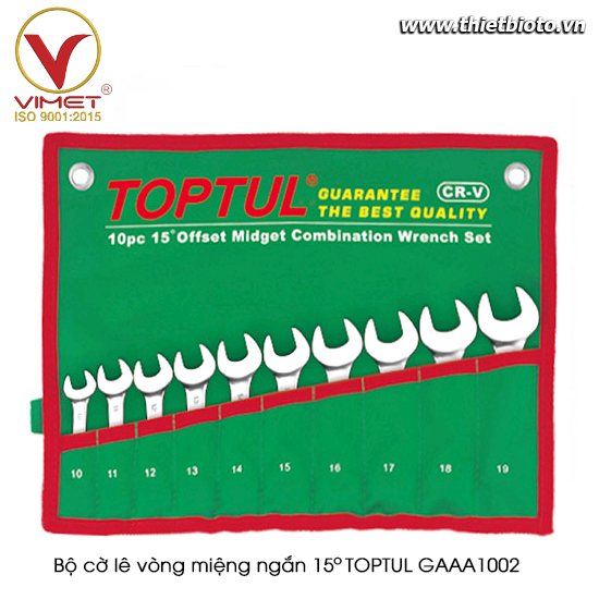 Bộ cờ lê vòng miệng ngắn 15° TOPTUL GAAA1002